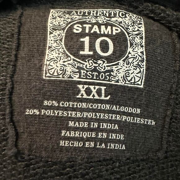 STAMP 10 early 2000's y2k graphic grey zip-up hoodie. Size XXL fits closer to XL - Picture 3 of 6